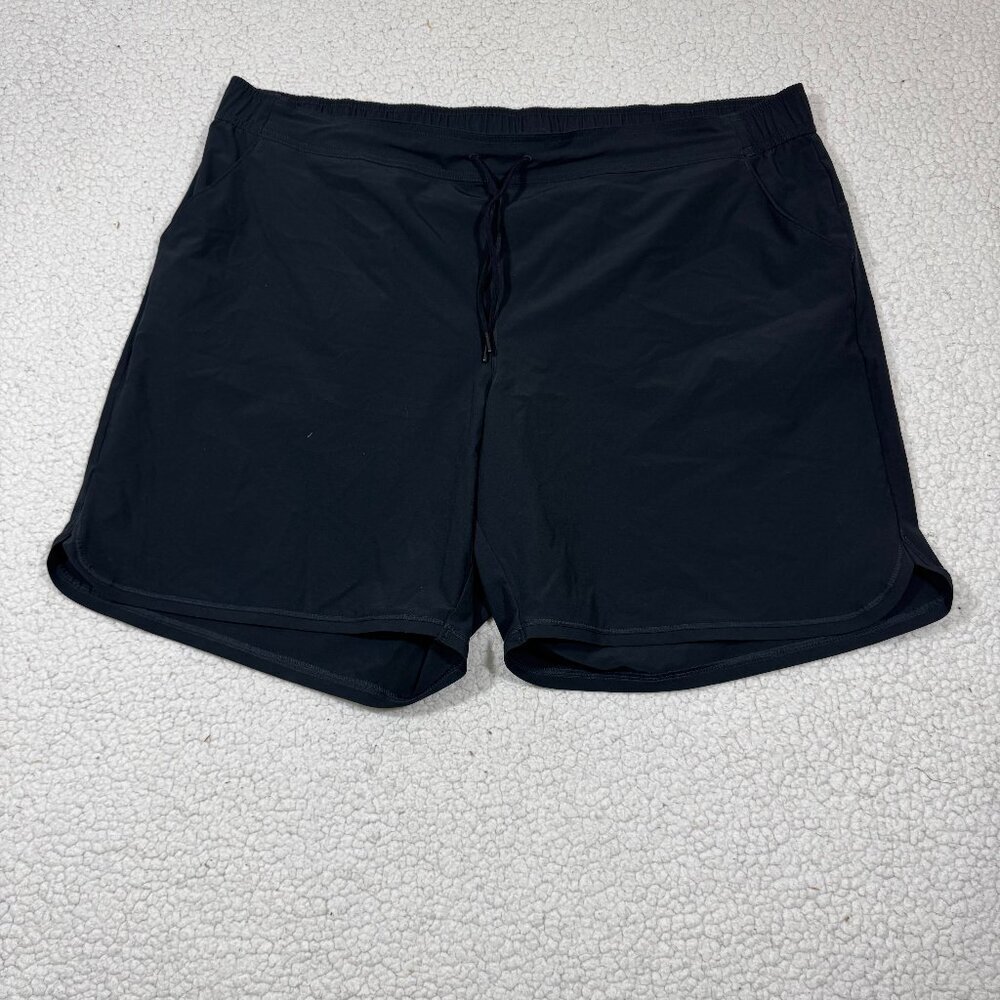 Lands End Swim Shorts Women's 24W Swimsuit Bottoms Black Plus Pockets Beach